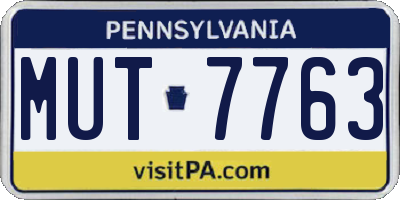 PA license plate MUT7763