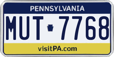 PA license plate MUT7768