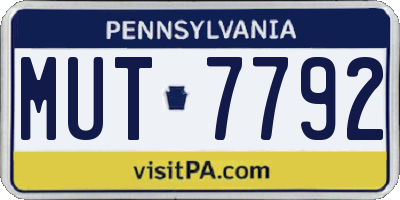 PA license plate MUT7792