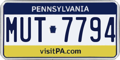 PA license plate MUT7794