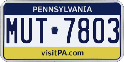 PA license plate MUT7803