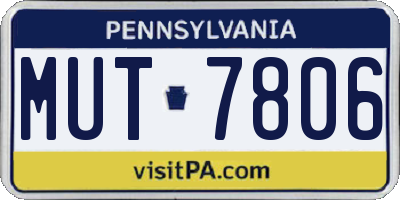 PA license plate MUT7806