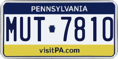 PA license plate MUT7810