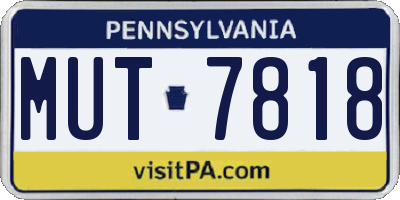 PA license plate MUT7818