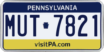 PA license plate MUT7821
