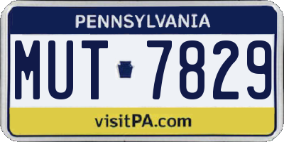 PA license plate MUT7829
