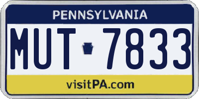 PA license plate MUT7833