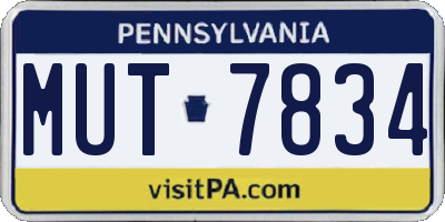 PA license plate MUT7834