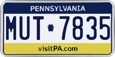 PA license plate MUT7835