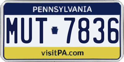PA license plate MUT7836