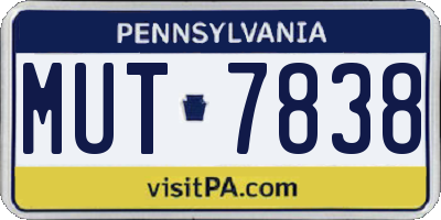PA license plate MUT7838