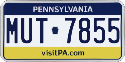 PA license plate MUT7855