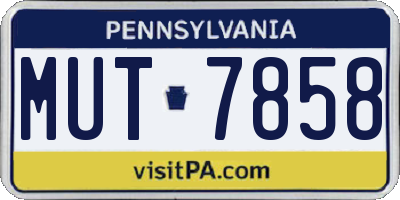 PA license plate MUT7858