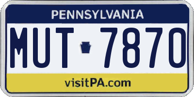 PA license plate MUT7870