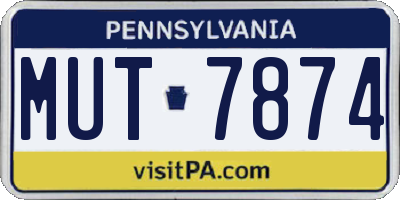 PA license plate MUT7874