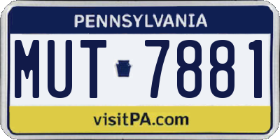 PA license plate MUT7881