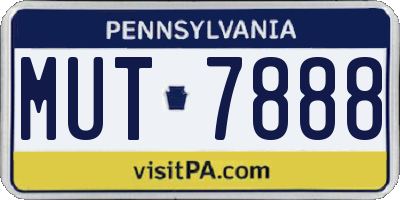 PA license plate MUT7888