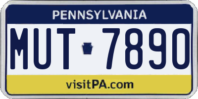 PA license plate MUT7890