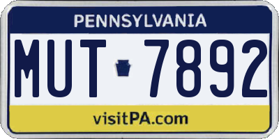 PA license plate MUT7892