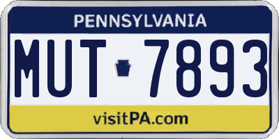 PA license plate MUT7893