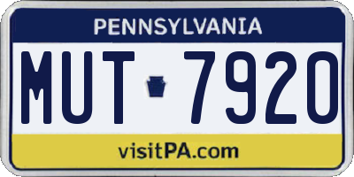PA license plate MUT7920