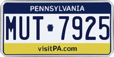 PA license plate MUT7925
