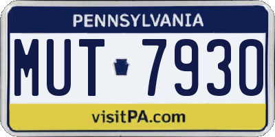 PA license plate MUT7930