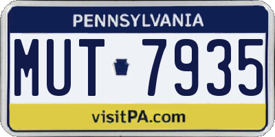 PA license plate MUT7935