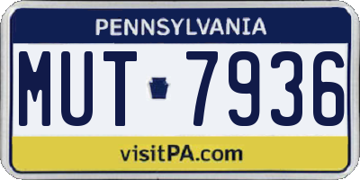 PA license plate MUT7936