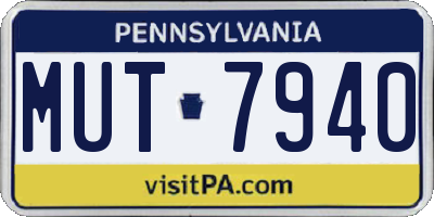 PA license plate MUT7940