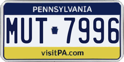 PA license plate MUT7996