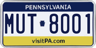 PA license plate MUT8001