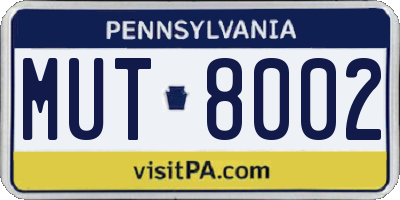 PA license plate MUT8002