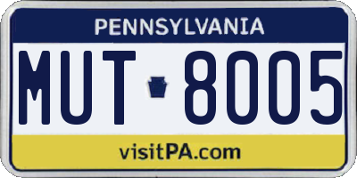 PA license plate MUT8005