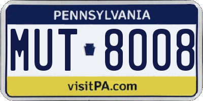 PA license plate MUT8008