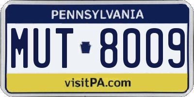 PA license plate MUT8009