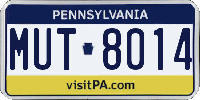 PA license plate MUT8014
