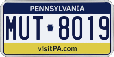 PA license plate MUT8019