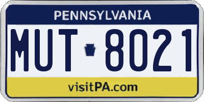 PA license plate MUT8021