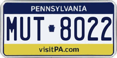 PA license plate MUT8022