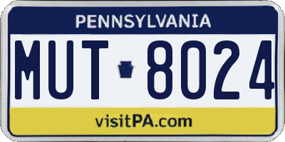 PA license plate MUT8024