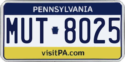 PA license plate MUT8025
