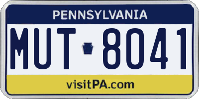 PA license plate MUT8041