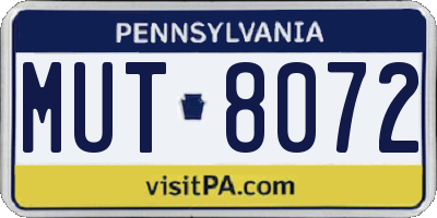 PA license plate MUT8072