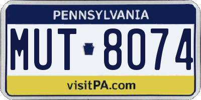 PA license plate MUT8074