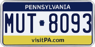 PA license plate MUT8093