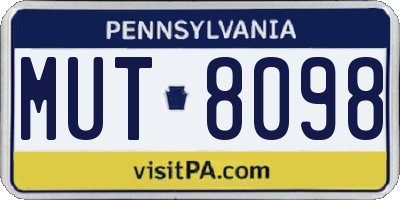 PA license plate MUT8098
