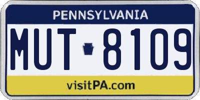 PA license plate MUT8109