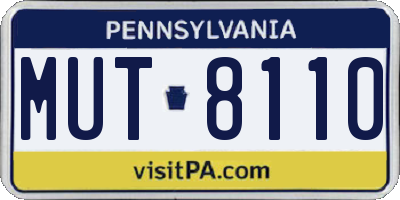 PA license plate MUT8110