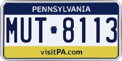 PA license plate MUT8113